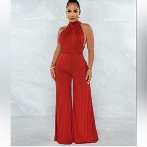 Women's Red Sleeveless Jumpsuit